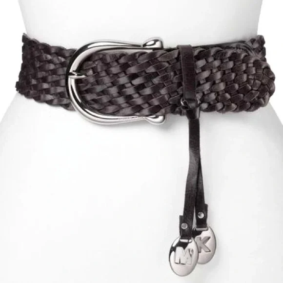 MICHAEL KORS CHARMED LOGO WOVEN LEATHER BELT Michael Kors Women main image 4